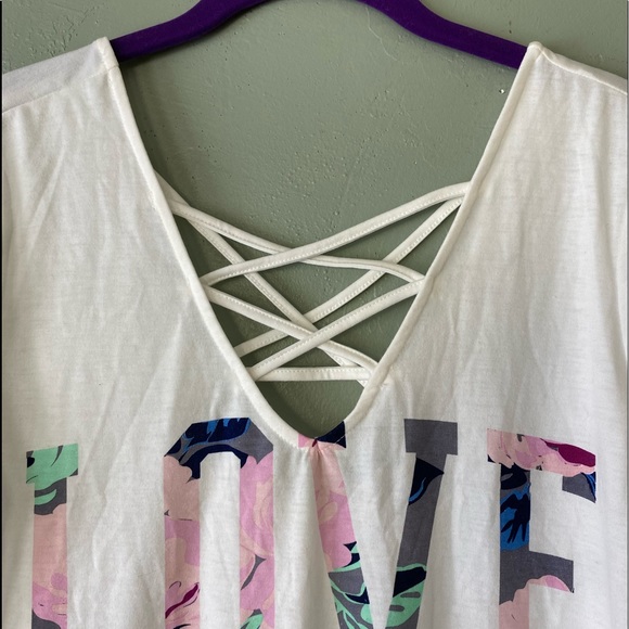 Honey & Sparkle brand tee, crisscross neckline straps, size Medium - Picture 2 of 4